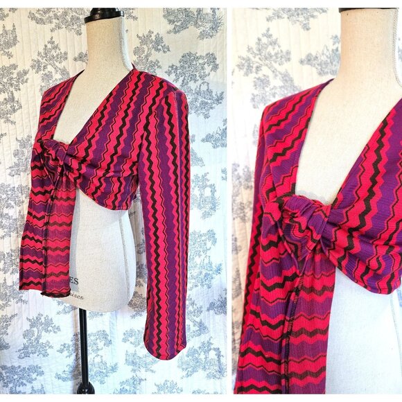 Size S to M Cropped Top or Cardigan Red and Purple NEW - Picture 1 of 9